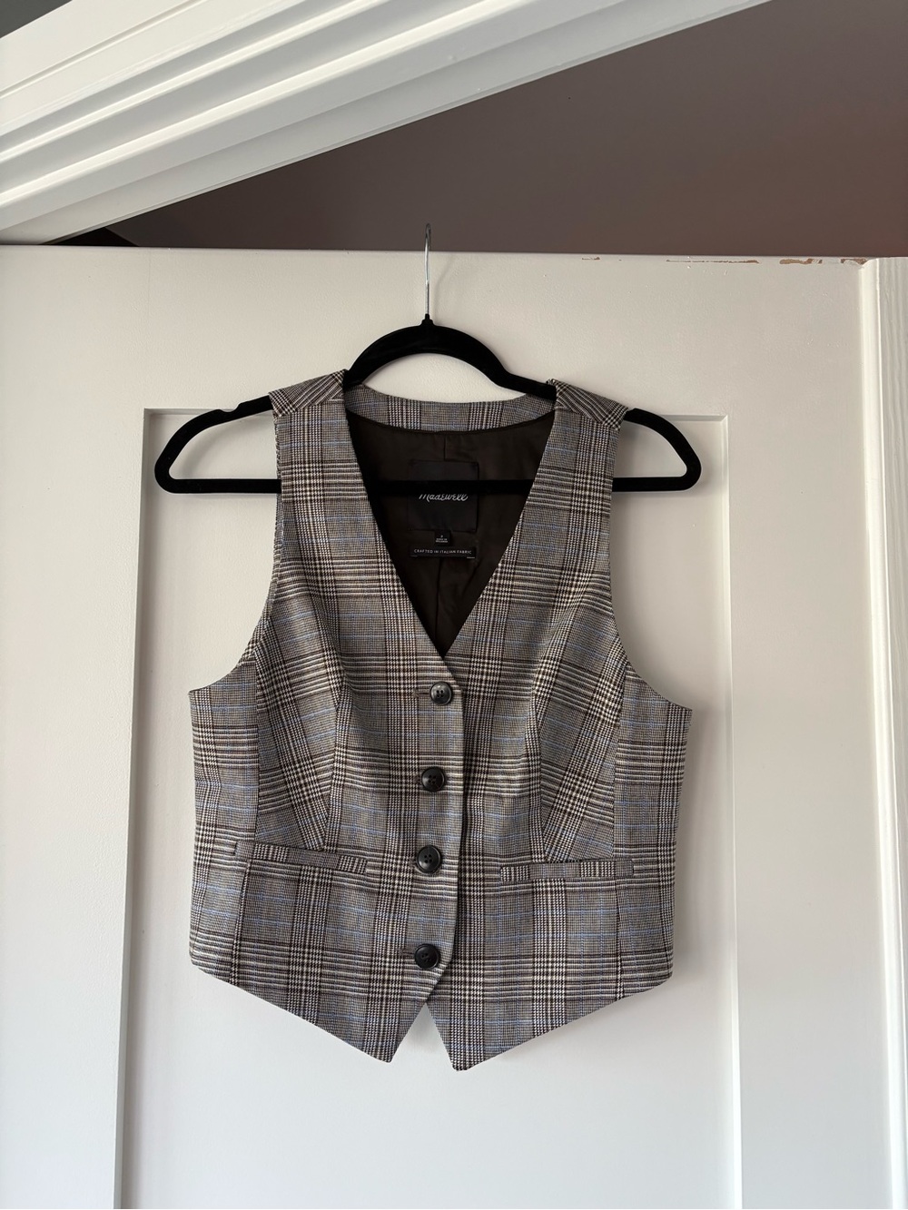 Madewell Plaid Tailored Vest in Gray and Brown